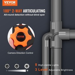 Borescope Endoscope Camera Two-Way 180° Articulating 5″ IPS 8X Zoom 6.4mm Lens