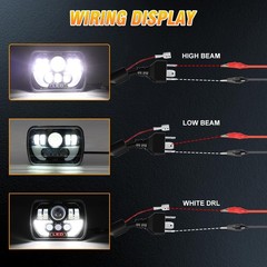 5x7in Headlight Nissan Hardbody 90-97 H6054 Sealed Beam Hi/Lo DRL DOT IP68 Pack2