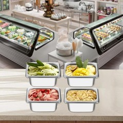 4-Pack 1/9 Size 4″ Deep Stainless Steel Food Pan w/ Lid Steam Table Hotel Pan