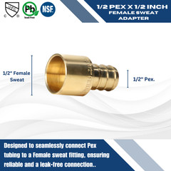 10 Pcs. 1/2″ Pex X 1/2″ Female Sweat Adapter, Half Inch Pex Female Sweat 23-3-6