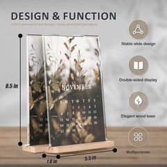 Acrylic Sign Holder 5.5×8.5 with Wood Base, Clear T shape Table Display