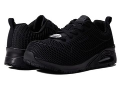 SKECHERS FOR WORK WOMENS,SLIP RESISTANT,SAFETY TOE,MEMORY FOAM SIZE 9.5 BLACK.