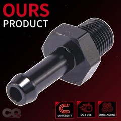 1/8″ NPT Male to 1/4″ Barb Fitting Adapter Straight Aluminum Black