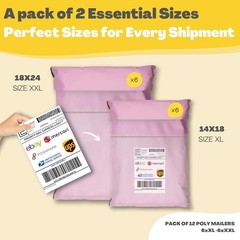 Poly Shipping Bags 12 Pack, Poly Mailers 14×18 & 18×24, Clot Shipping Bags