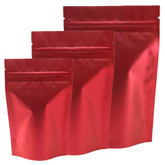 100 Resealable Matte Red Metallic Foil Stand-Up Food Grade Pouches Package Bags