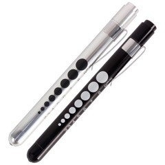 Ever Ready First Aid LED Medical Pen Light Pupil Gauge – 2PACK Black and Silver