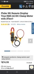 Fluke 381 Remote Display True RMS AC/DC Clamp Meter With iFlex