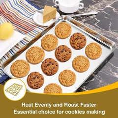 Wildone 6-Pc Baking Sheet Set: 3 Pans + 3 Racks, Stainless Steel, Non-Toxic
