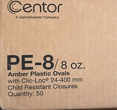 Amber Graduated Oval Liquid Medicine Bottles Plastic CR Caps Multiple Sizes