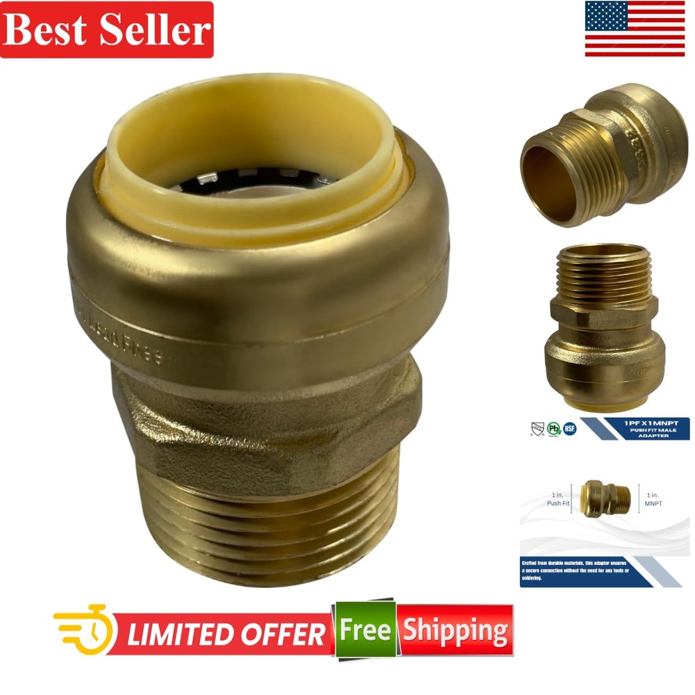 Push Fit Adapter 1 Inch Male NPT Copper Stainless Steel Plumbing Fitting