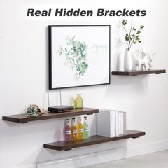 6 Inch Heavy Duty Shelf Brackets 4-Pack, Black Steel Floating Shelf Supports,…