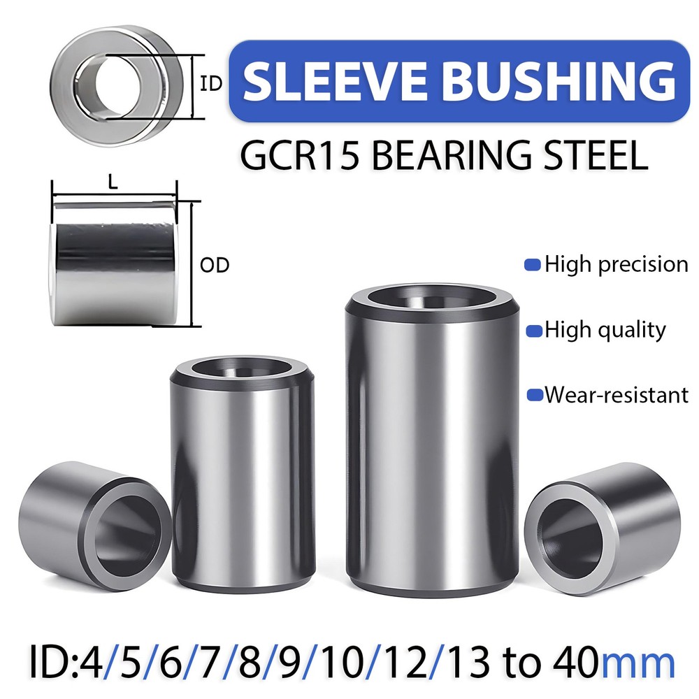 GCR15 Bearing Steel Sleeve Bushing ID 4/5/6~40mm Wear-Resistant Standoff Spacers