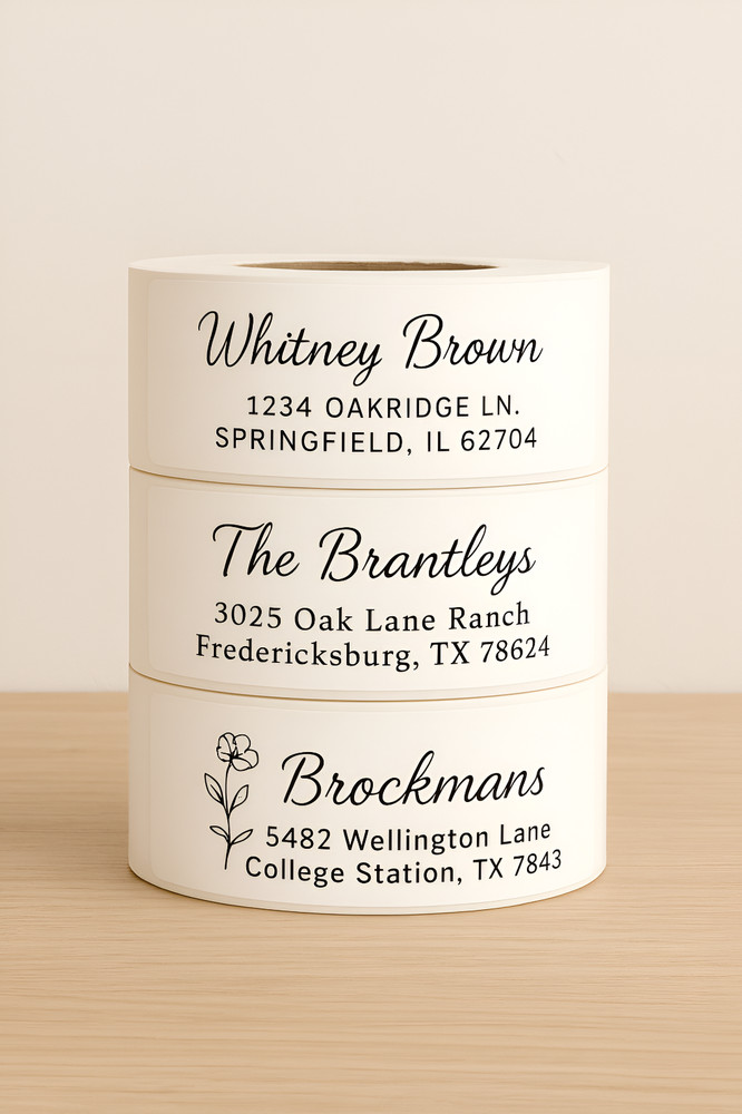 Custom Address Labels on Roll Wedding Invitation Return Address Stickers