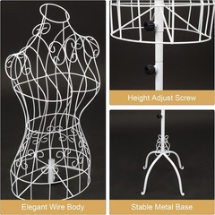 Female Wire Dress Form Vintage Style Wire Mannequin for Home Decor Display White