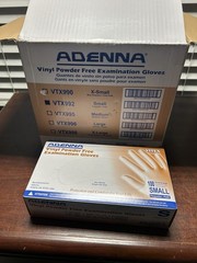 (1) Case (1000 Gloves) Of Adenna Vinyl Disposable Powder Free Exam Size Small