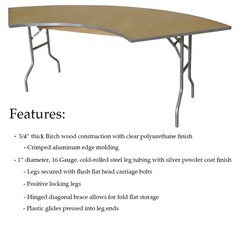 7.25 ft Wood Serpentine Table Semi Circle Banquet Trade Show Wedding Event