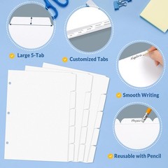 Binder Dividers with Tabs for 3 Ring Binder 8.5 X 11 Paper White Binder Dividers