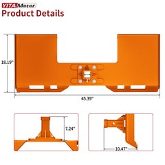Skid Steer Quick Attach 3/8″ Mount Plate Removable W/ 2″ Hitch Orange Finish