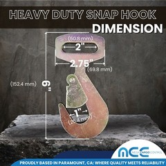 USA Heavy Duty 2″ Fixed Short End Strap w/ Flat Snap Hook for Auto Hauler Towing