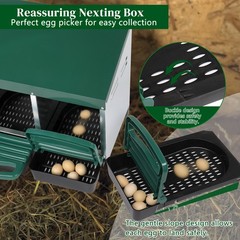 LEADZM Chicken Nesting Boxes 3 Hole Metal Chicken Egg Laying Box