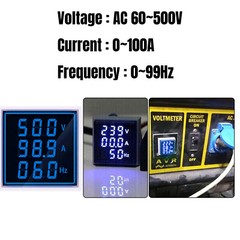 2pcs AC 60-500V 0-100A 22mm 3 in 1 Voltmeter Ammeter LED Digital Volt/AMP Meter