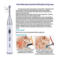 Dental Wireless Cordless Orthodontic LED Cure Curing Light Lamp 1 Sec Resin Cure