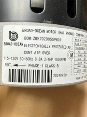 Carrier OEM HVAC Blower Motor HD46MQ133 3/4HP 50/60Hz 115-120V 48FR 1050RPM 1Ph