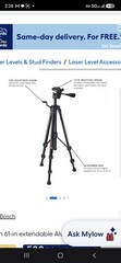 BOSCH BT160 CONTRACTORS ALUMINUM TRIPOD 5/8TH-11 COARSE THREAD Free Ship NEW