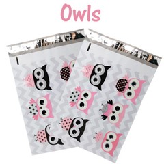 10×13″ Designer Owls, Cat’s Poly Mailers Combo Pack, Quality Shipping Envelopes!