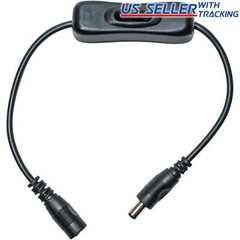Inline DC Power Switch Extension Cable 5.5mm x 2.1mm Male Female Barrel for 12V