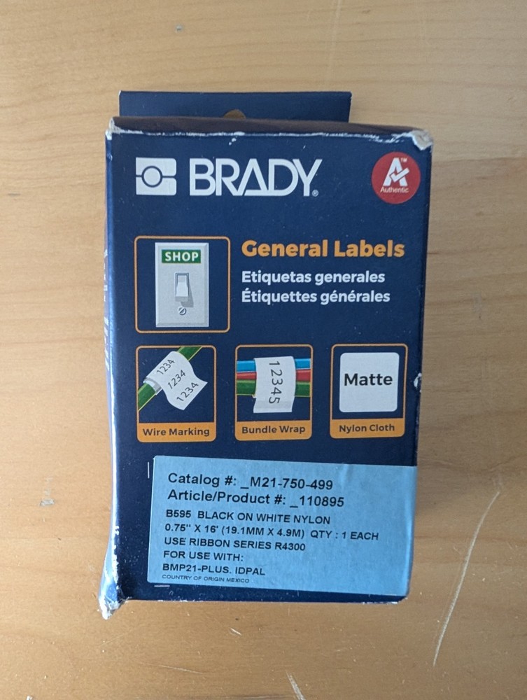 Brady M21750499 Label Tape – Black on White