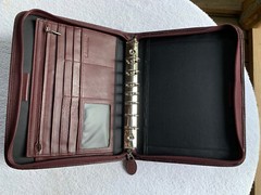 VTG DAYTIMER Planner Cover Zip Around Faux Leather 7-Ring Oxblood 8.5 X 10.5”