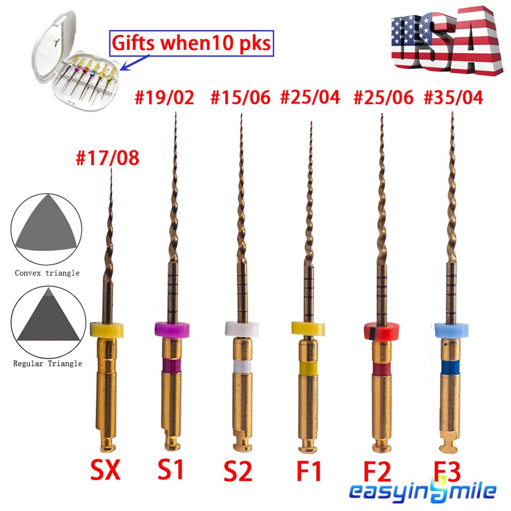 6pcs Endodontic Dental Endo Files Rotary NITI Files X-Pro Gold Taper 21/25/31MM