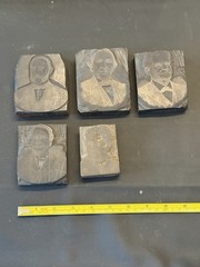 Antique Letterpress Portrait Printing Blocks Lot 5 Printer Cuts