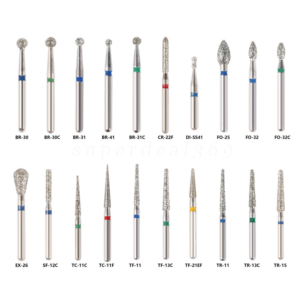 20 Types Dental Diamond Burs for High Speed Handpiece Medium FG 1.6MM 100pcs
