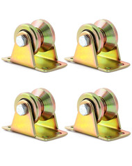 1.2” V Groove Rigid Caster Wheels 4 Pack 440lb Sliding Gate Roller Bracket Heavy