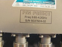 ATM Model# P825C1, Power Divider/Combiner 8-port, ‘N’ ports, 3.65 to 4.3GHz
