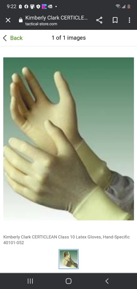 Kimberly Clark CERTICLEAN Class 10 Latex Gloves, Hand-Specific 40101-052,…