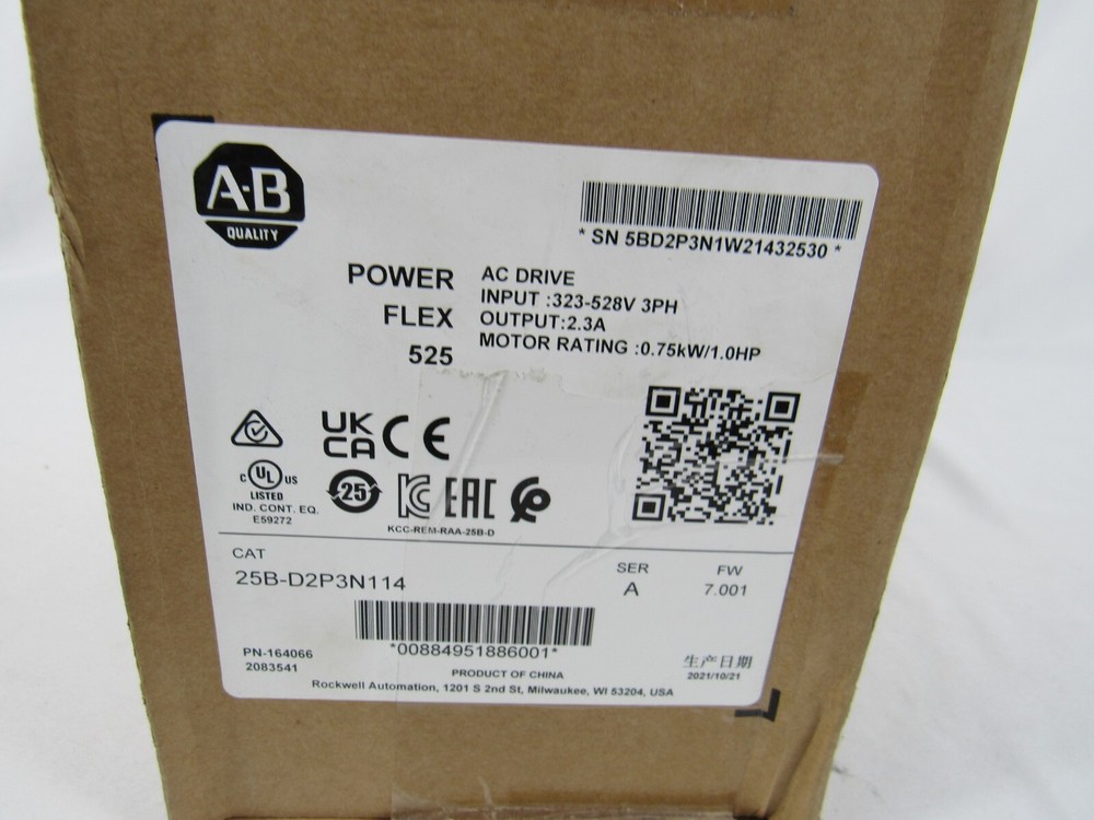 Rockwell Automation Power Flex 525 AC Drive 528V 2.3A 25B-D2P3N114 SEALED