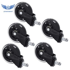 5PC 3 inch Heavy Duty Office Chair Caster Rubber Swivel Wheels Replacement Set