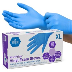 Med Pride Nitrile/Vinyl Blend Exam Gloves, Powder-Free Latex-Free XL (100 Box)