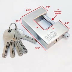Heavy Duty 90mm Padlock/Chain Rectangular Lock *KEYED SAME/DIFF* U-Shaped 94mm