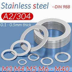 100pcs Shim Washers 0.1mm / 0.2mm / 0.3mm / 0.5mm Thick DIN 988 High Quality