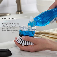 Soap Dispensing Palm Brush with Built in Easy to Fill Soap Dispenser, Non Slip G