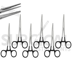 BLACK – 6 Pcs Kelly Hemostat Forceps 5.5″ Straight Surgical Dental German Grade