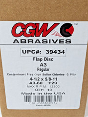 CGW Abrasives Flap Discs Aluminum Oxide Type 29 4-1/2″Dia 60G QTY 10 39434