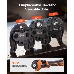 Uimoso 18V Electric Crimping Tool Kit for Copper Pipes – 1/2″, 3/4″, 1″