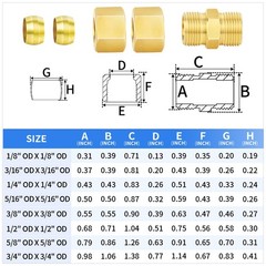 2 PCS 5/8×5/8 Inch OD Brass Compression Tube Union Connector Fitting