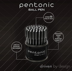 Pentonic Ballpoint Pens in Organizer, Bulk 50 Count, Black Ink, 1.0 Mm