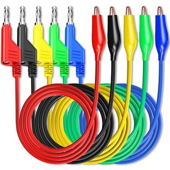 Stackabe Banana Plug to Alligator Clips Test Leads 5 Colors Flexible Wire Cable